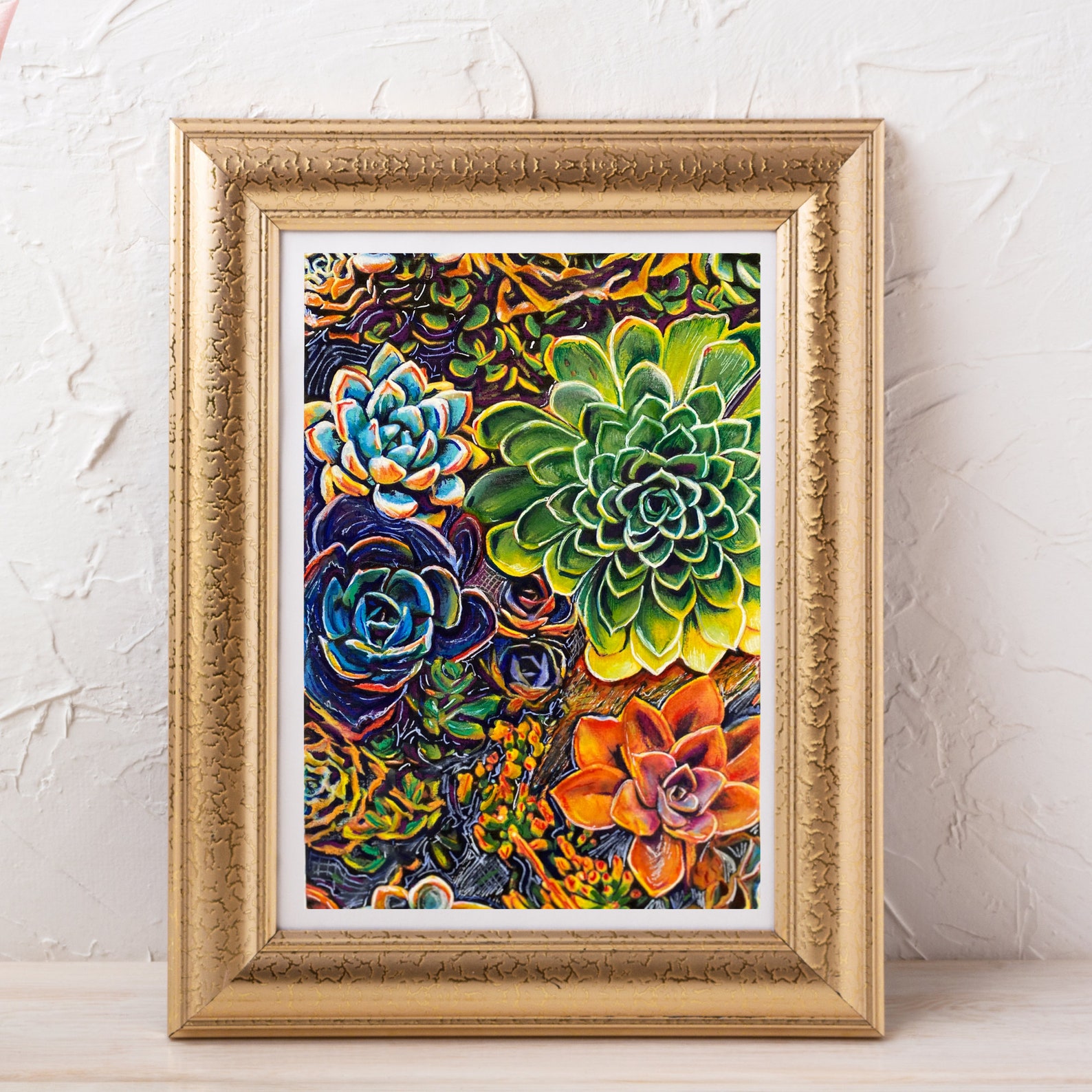 Original painting succulent painting plant art floral art | Etsy