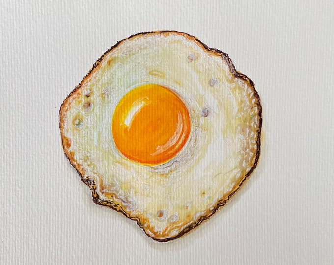 Original Painting Fried Egg Painting Sunny Side up Egg Etsy