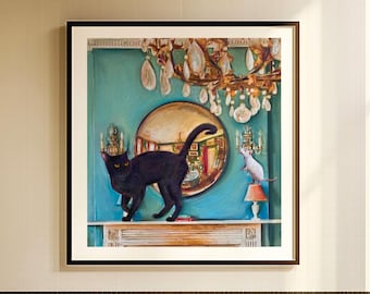 猫とネズミのウォールアートプリント、気まぐれな動物のアートワーク