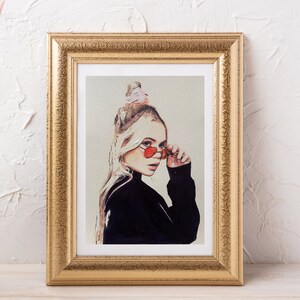 Pop Art Blond Woman Portrait, Original A4 Figurative Drawing, Hand-Painted Modern Music-Inspired Wall Art, Paper Artwork image 8