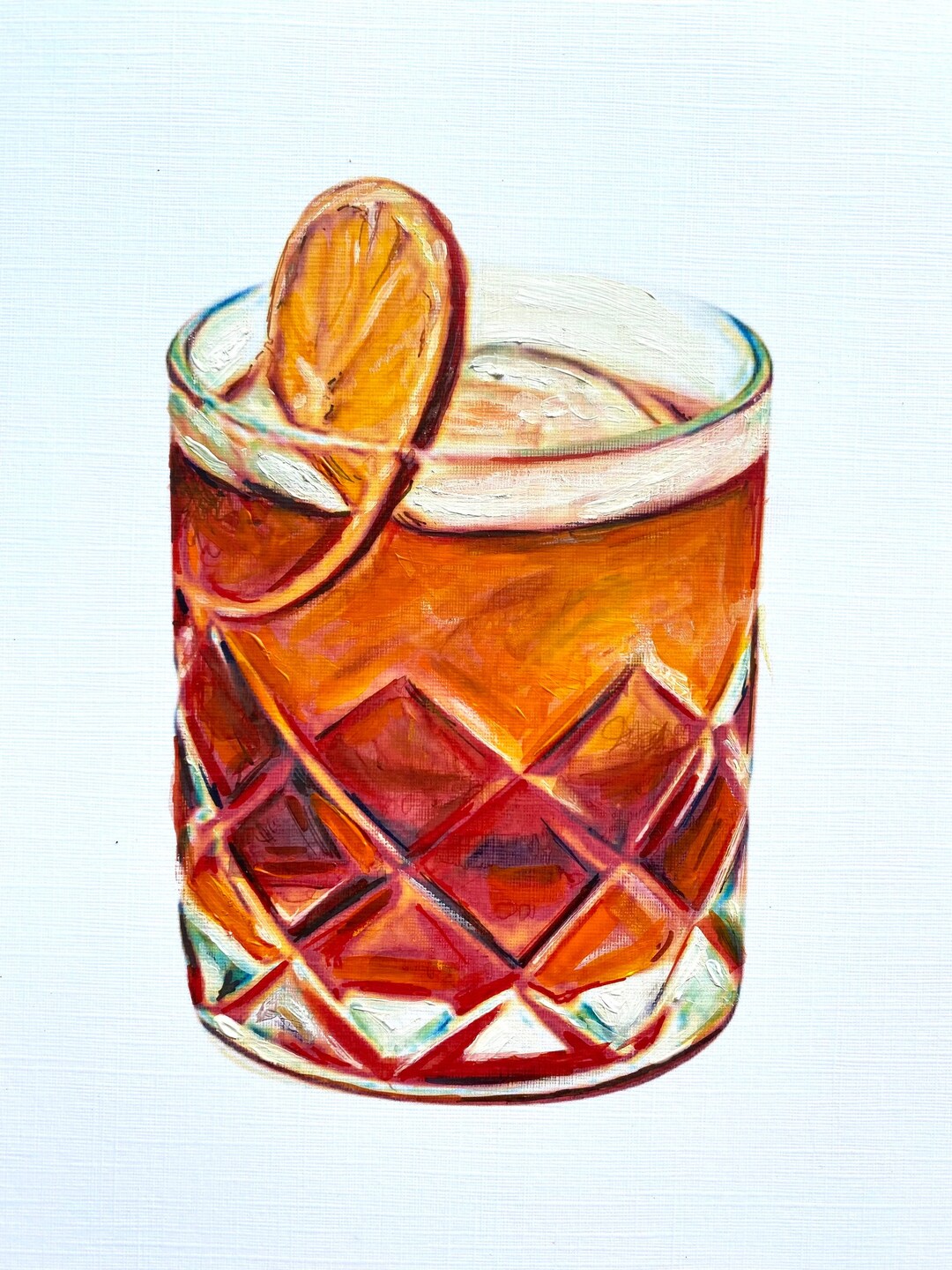 Negroni Art, Original Art, Drink Art, Cocktail Painting, Bronze