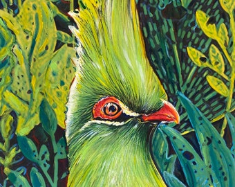 original bird art, green bird, realistic bird, animal art, bird portrait, acrylic painting, watercolor art, gift for her, housewarming gift