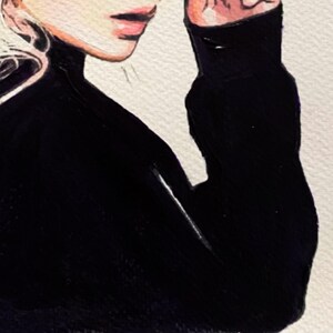 Pop Art Blond Woman Portrait, Original A4 Figurative Drawing, Hand-Painted Modern Music-Inspired Wall Art, Paper Artwork image 3