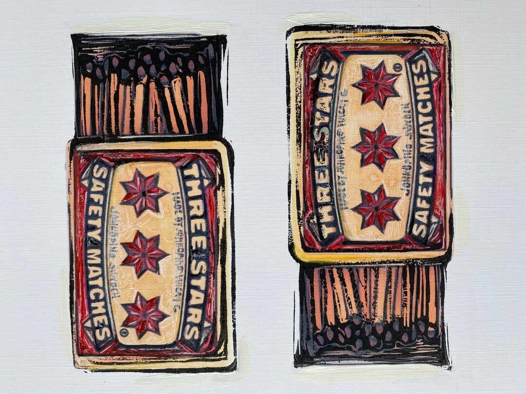 Matchbox Illustration Matchbox Painting Small Artwork Lino Etsy