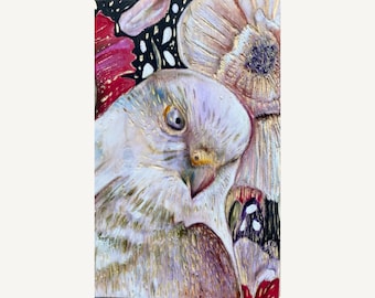 Hand Carved Wood Bird Artwork, Unique Original Wildlife Art Carving, Fine Art Wooden Panel with Bird Motif, Collector’s Nature Decor