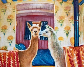 Llama painting, original llama art, kids room decor, art for home, gift for her, colorful artwork, original painting, animal art, acrylic