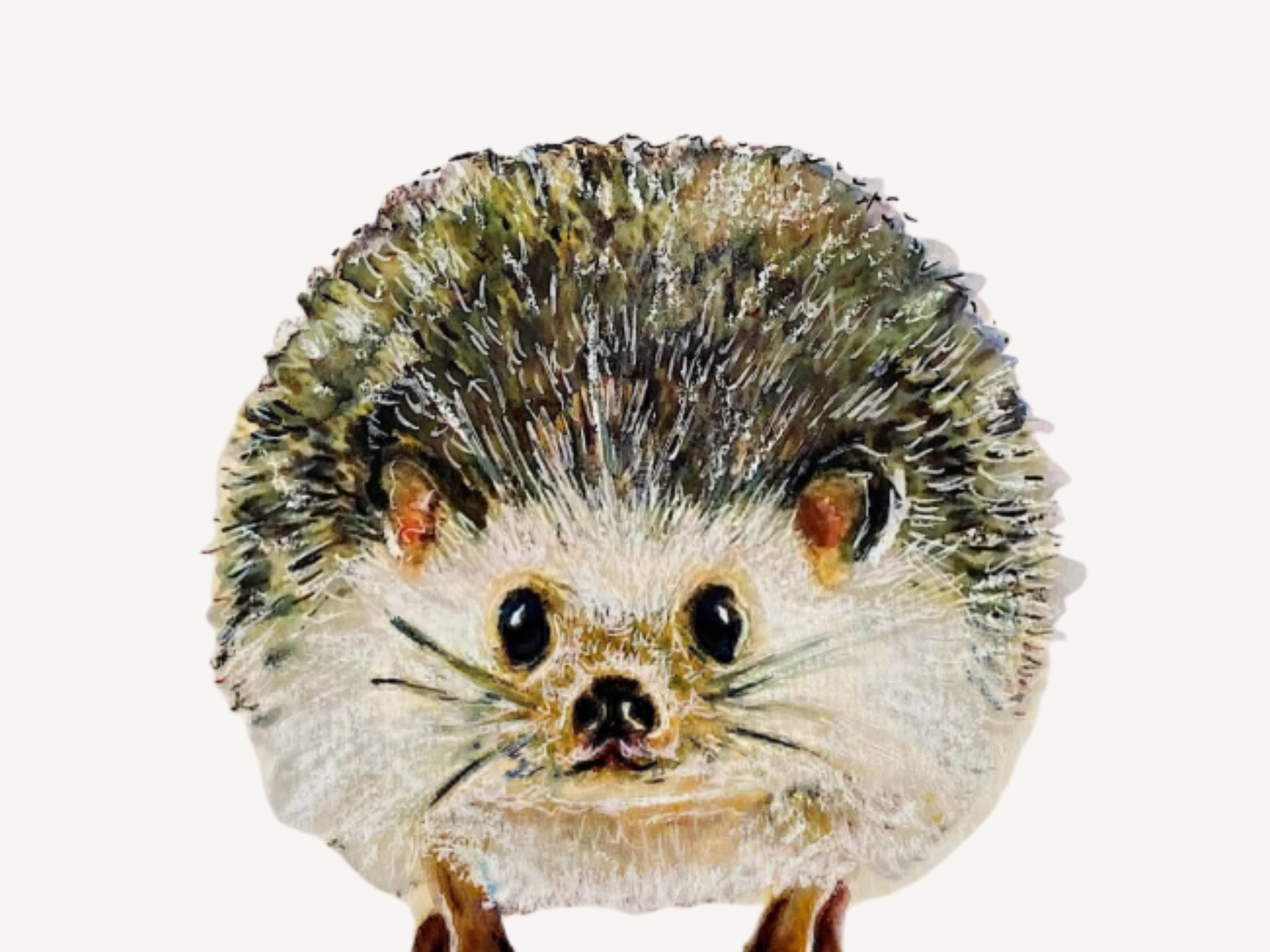 Original Hedgehog Painting for Kids Room, Cute Woodland Animal