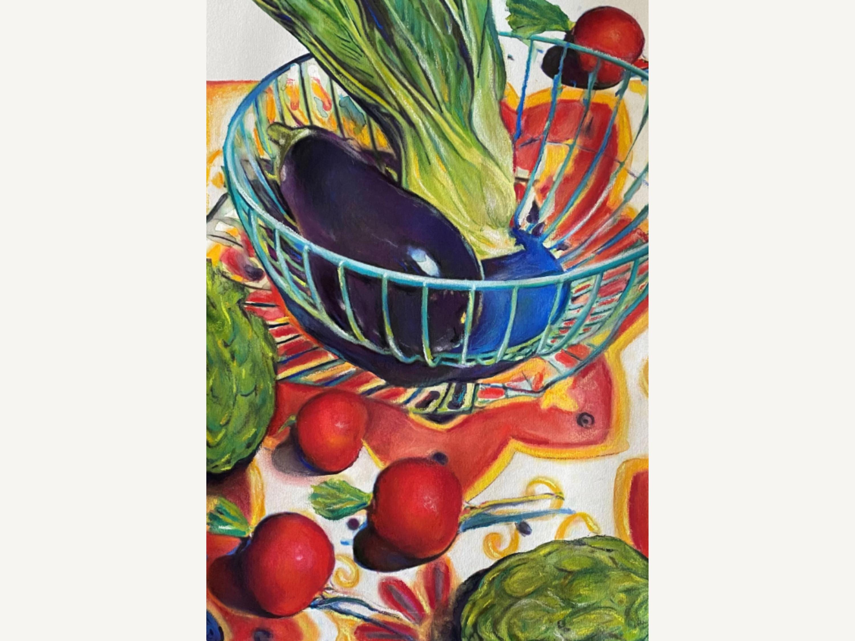 Radish Still Life Painting, Original Colorful Vegetable Artwork, Kitchen Wall Decor, Bold Contemporary Farm to Table Food Art on Paper