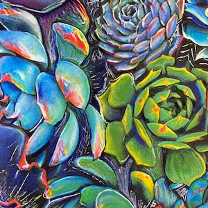 Original Gemälde, Sukkulenten, Pflanzenkunst, Blumenkunst, Kaktus, realistische Pflanzenkunst, Naturkunst, Blumenkunst, kostenlose Lieferung