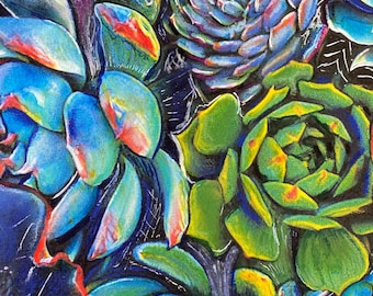Original plant painting, succulent art, plant art, floral art, cactus painting, realistic plant art, nature art, flower art, free delivery