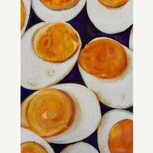 Boiled Eggs Original Painting, Realistic Food Wall Art on Paper, A5 Kitchen Decor, Breakfast Illustration, Small Artwork for Dining or Cafe.