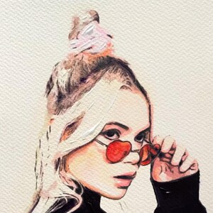 Pop Art Blond Woman Portrait, Original A4 Figurative Drawing, Hand-Painted Modern Music-Inspired Wall Art, Paper Artwork image 5