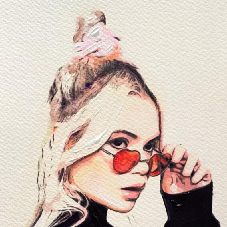 Pop Art Blond Woman Portrait, Original A4 Figurative Drawing, Hand-Painted Modern Music-Inspired Wall Art, Paper Artwork image 5