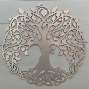 Tree of life - Steel Metal Wall Garden Art - SILVER APPEARANCE