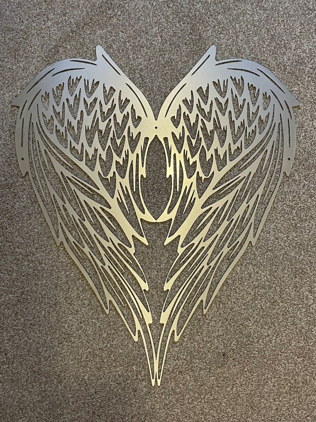 Angel Wings Heart Shaped Steel / Metal / Garden Wall Art RAW STEEL ...