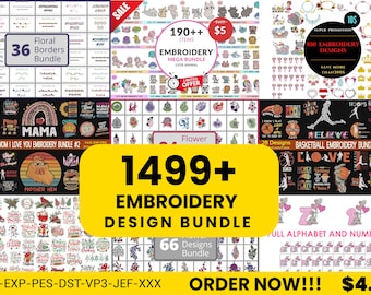 1499+ Stickdesign-Bundle, Stickdesign, Stickschrift, Maschinenstickmotive, kommerzielle Nutzung, Sofortiger Download