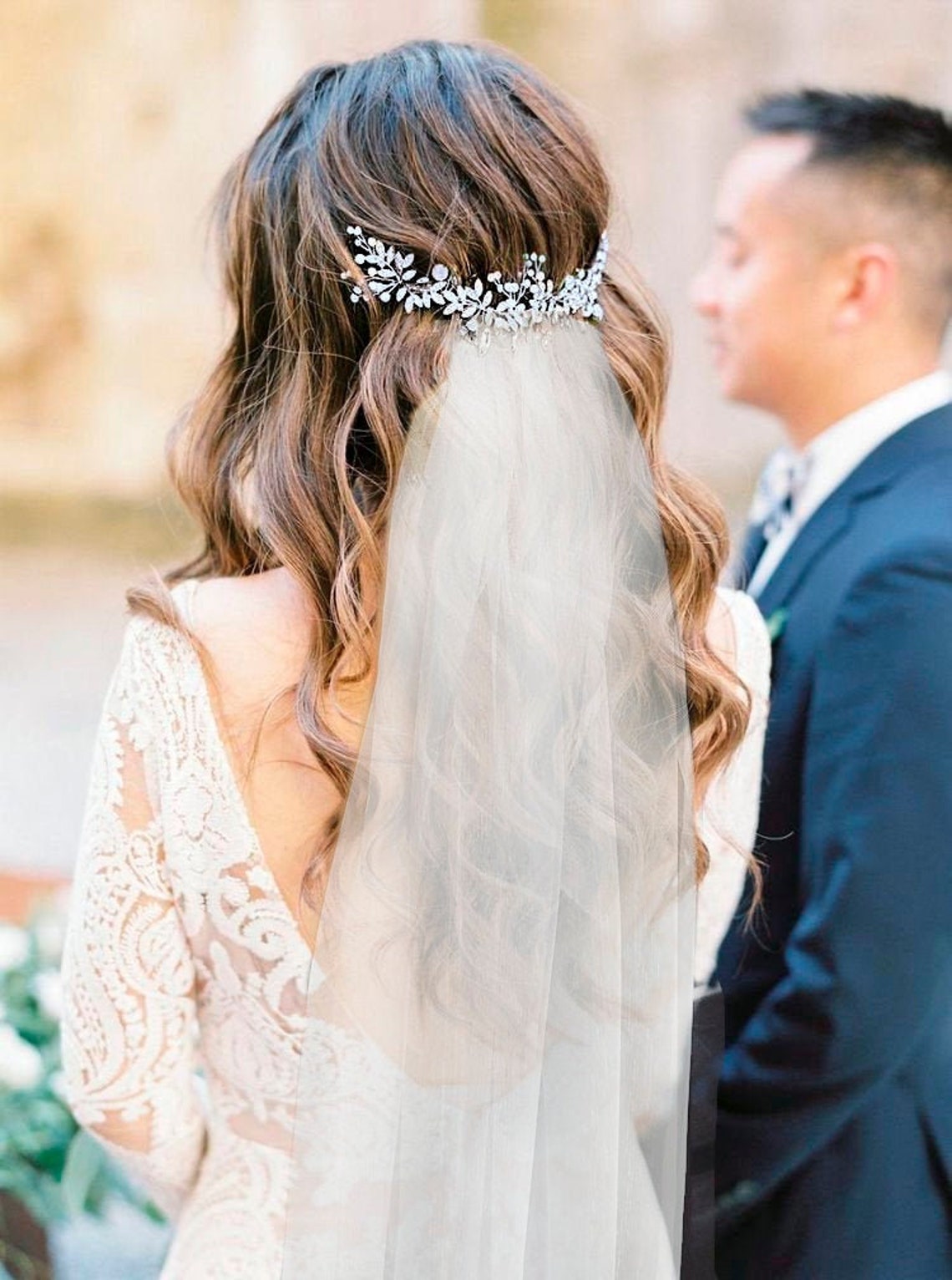 bridal back headpiece