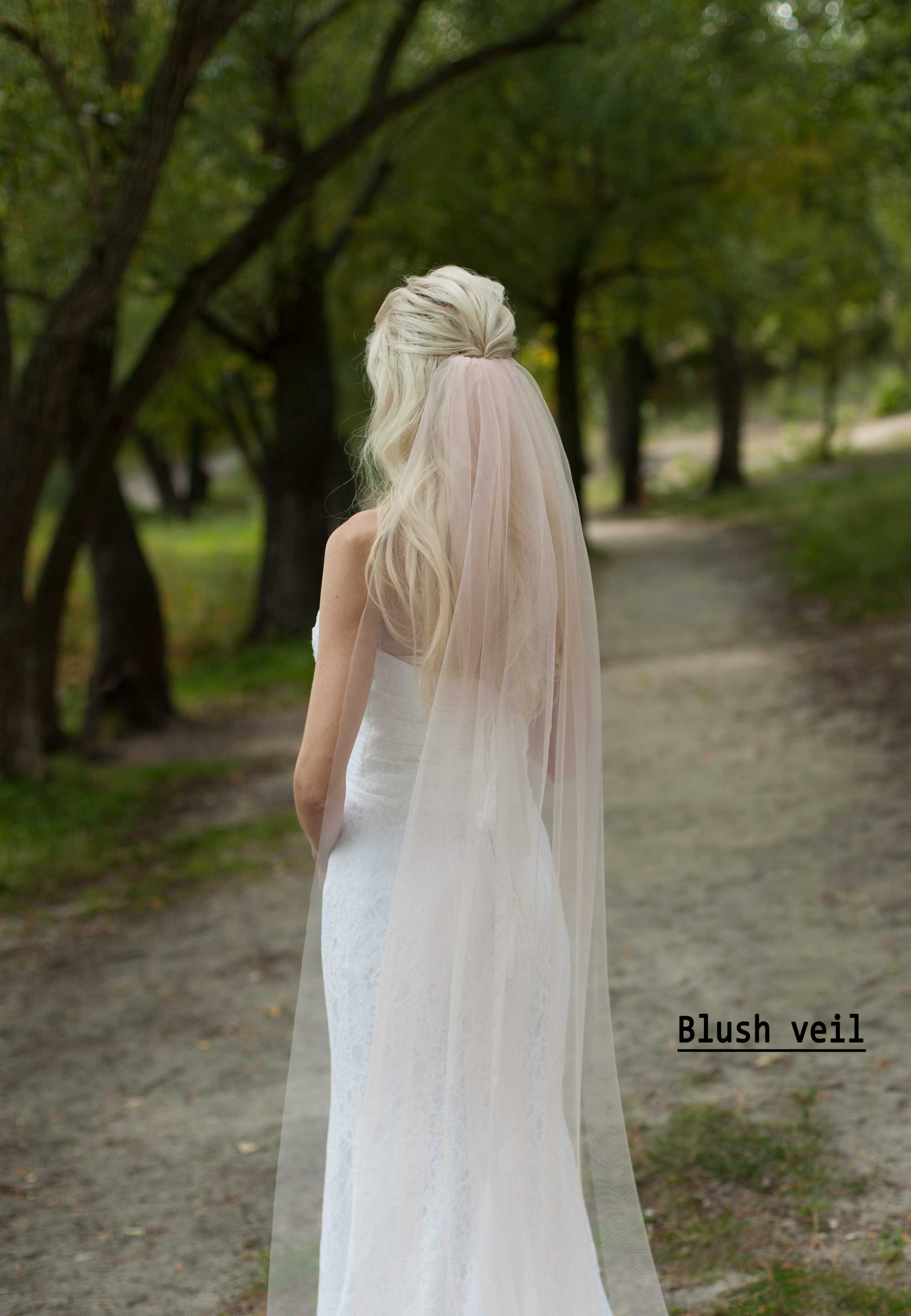 Blush Wedding Veil and Headpiece Blush Wedding Veil Fingertip Wedding Veil  Comb Blush Bridal Hair Comb and Veil Bridal Veils With Blusher 
