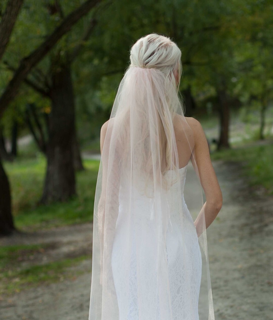 Blush Wedding Veil and Headpiece Blush Wedding Veil Fingertip Wedding Veil Comb Blush Bridal