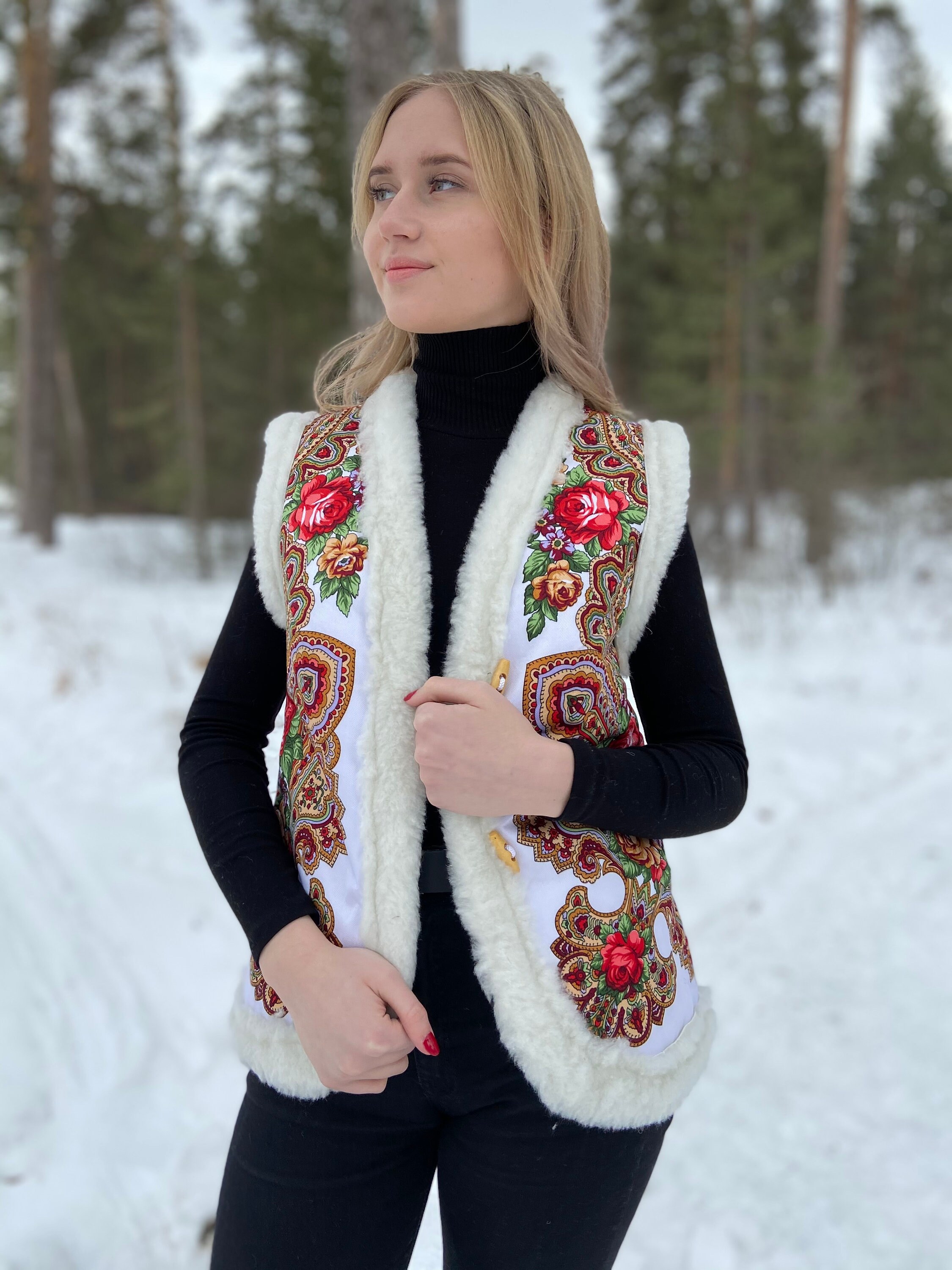 Vest made of wool warm vest in Russian traditions eco | Etsy