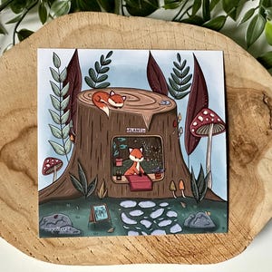 Fox's Plant Store Postkarte | Fuchs | Botanische | Quadrat | Drucken | Pflanzen | Kaufe