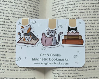 Cats & Books Magnetic Bookmark Set