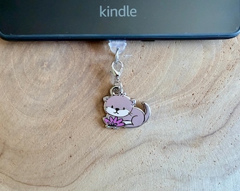 Happy Otters Dust Plug | USB C | E-Reader Phone Charm | Lily Pad | Bookish