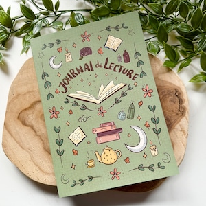 ¡VERSIÓN FRANCESA! Diario de lectura Verde / Diario de libros / 100 libros / Reseña de libros / Cottage Core / Lindo / Idea de regalo