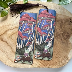 Mushroom Friends Bookmark | Bookish | Reading | Forest | Books | Frog | Fox | Dark