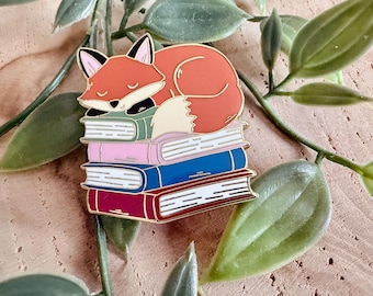 Fox & Books Enamel Pin | Cute | Books | Bookish | Foxes | Lapel Pin