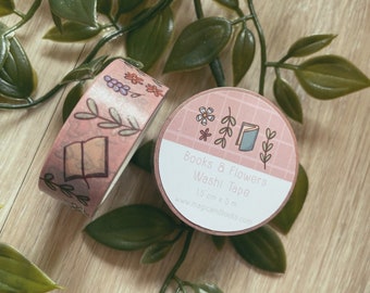 Books & Flowers Washi Tape