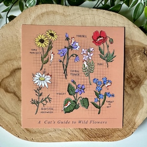 Le guide d'un chat sur les fleurs sauvages | Chat | Botanique | Carré | Impression