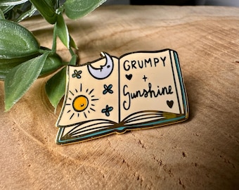 Grumpy + Sunshine Romance Trope Enamel Pin | Sun | Moon | Books | Bookish | Set | Lapel Pin