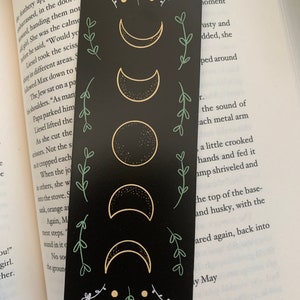 Phases of the Moon boekenlegger Boekenlegger met kwastjes Witchy Planeten Wilde Bloemen Boekenliefhebber cadeau afbeelding 6