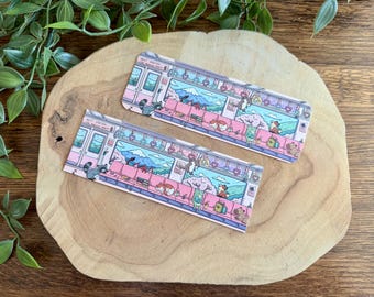 Metro Mayhem Bookmark | Frog | Cat | Japan | Bookish | Reading | Cute | Otter | Raccoon | Fox