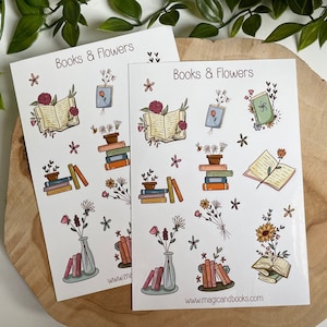 Boeken en bloemen stickervel