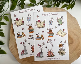 Boeken en bloemen stickervel