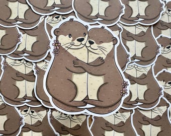 Otter Cuddles Die Cut Sticker | Bookish Reading