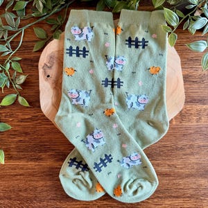 Chaussettes de vache | Chaussettes en coton doux | Petit poulet | Printemps