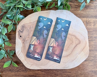 Forest Camping Bookmark | Ghost | Campfire | Night | Frog | Fox | Spooky | Cat