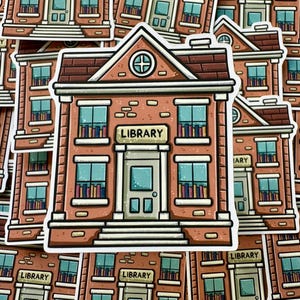 Adesivo fustellato per biblioteca / Carino / Mattoni / Libri / Negozio / Libresco / Lettura