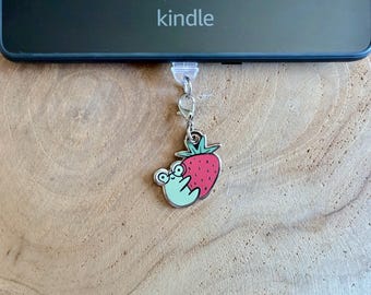 Fruity Froggie Dust Plug | Strawberry | USB C | E-Reader Phone Charm | Bookish | Frog