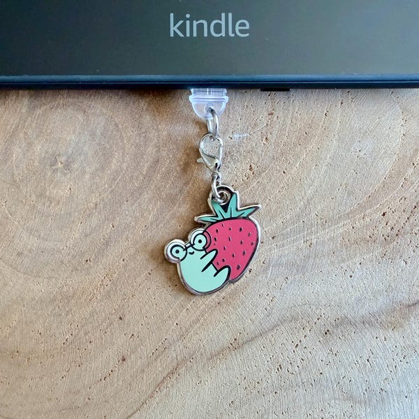 Fruity Froggie Dust Plug | Strawberry | USB C | E-Reader Phone Charm | Bookish | Frog