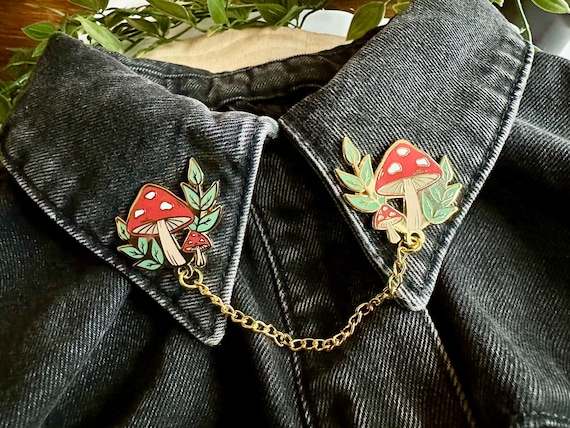 Mushroom Enamel Collar Pin | Cute | Forest | Autumn | Fall | Lapel Pin