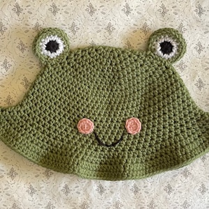 Gehäkelter Frosch Fischer-Hut | Niedliche Tiermütze | Handgemachte Frosch Mütze | Einzigartiges Frosch-Accessoire
