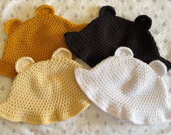 Crochet Teddy Bear Bucket Hat | Cute Bear Hat | Handmade Teddy Bear Hat | Fun Animal Crochet Hat | Cozy Crochet Bucket Hat