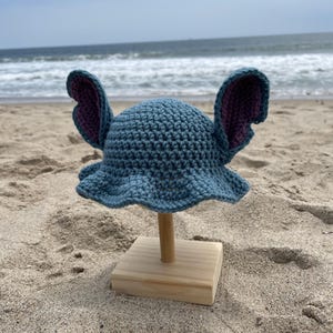 Crochet Stitch Baby Bucket Hat | Blue Alien Baby Hat | Handmade Disney-Inspired Hat for Infants | Cute Baby Photo Prop | Baby Shower Gift