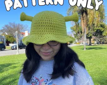 Crochet Shrek Bucket Hat Pattern | DIY Shrek Hat Pattern | Fun Crochet Hat Pattern | Shrek Character Hat Pattern | Shrek Fans Crochet