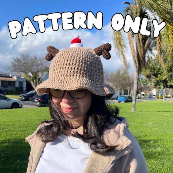 Crochet Reindeer Bucket Hat Pattern | DIY Christmas Hat Pattern | Reindeer Hat Pattern | Festive Crochet Pattern | Crochet Hat Pattern