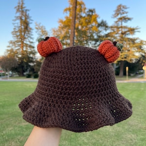 Crochet Mini Pumpkin Bucket Hat | Handmade Fall Hat | Halloween Crochet Hat | Pumpkin Hat | Cute Crochet Pumpkin Hat | Custom Fall Accessory